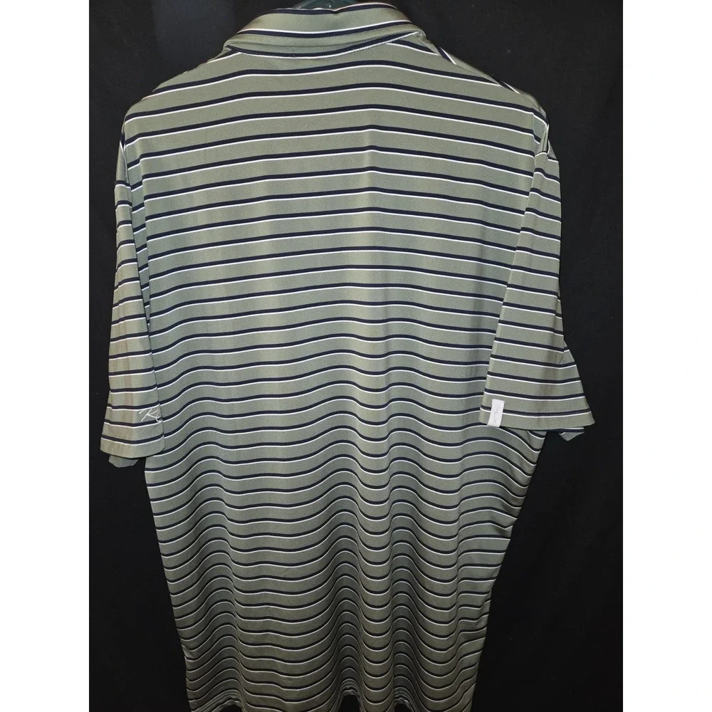 RLX Ralph Lauren Golf Polo Shirt Mens Sz XL Green Blue Stripes Short‎ Sleeve